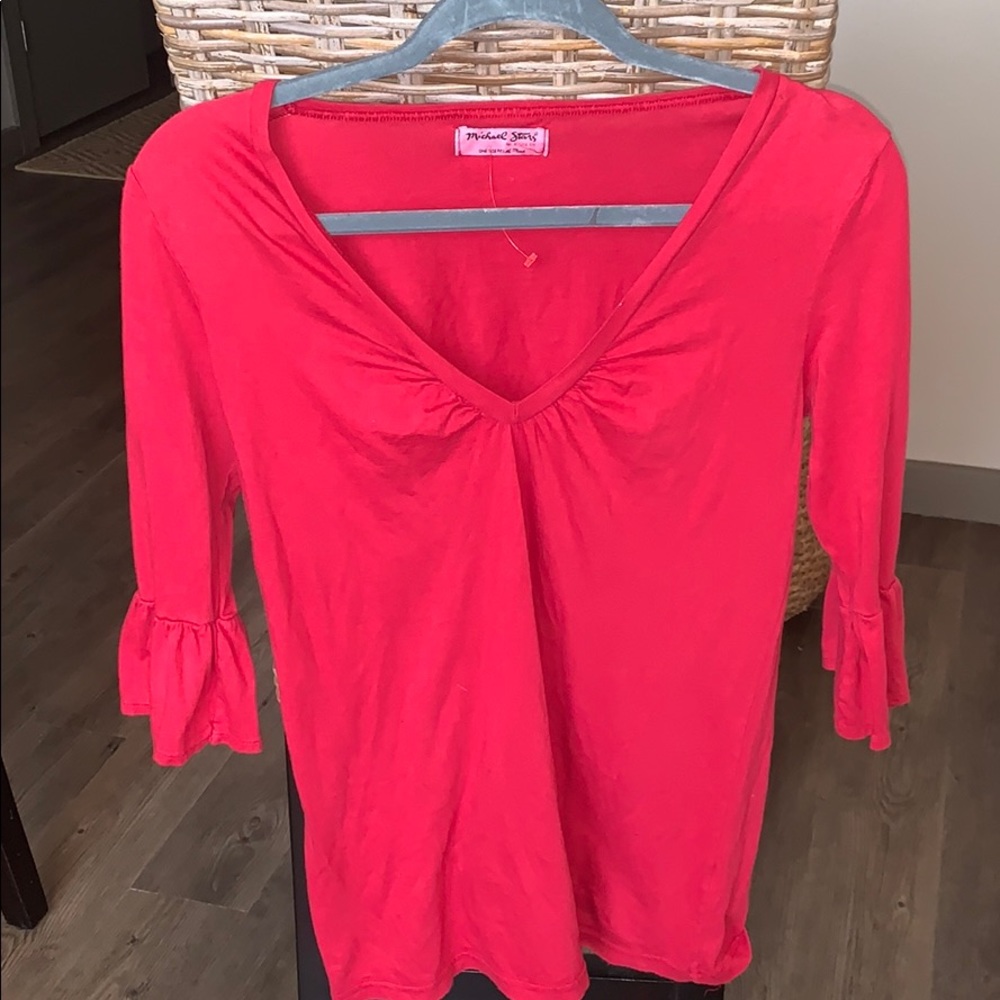 Michael Stars original red ruffle tee - Picture 2 of 6